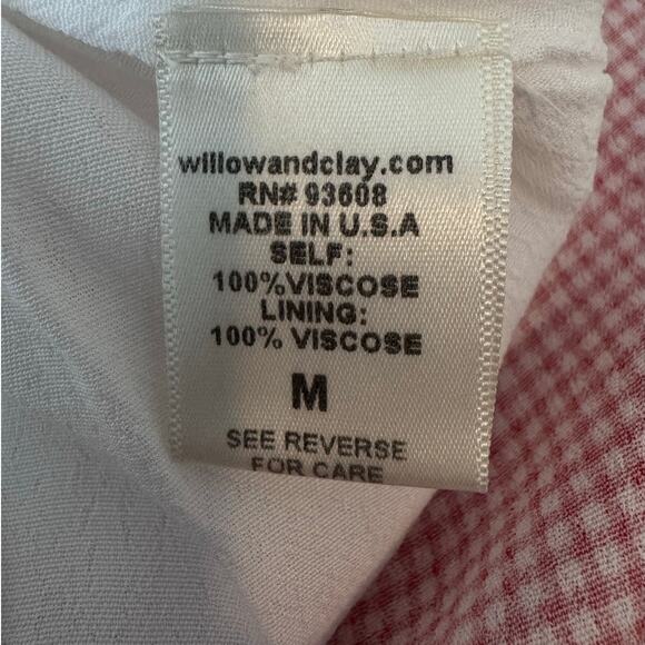 Willow & Clay Red Checked Smocked Off Shoulder‎ Mini Dress Women's Medium Preppy - Picture 6 of 10